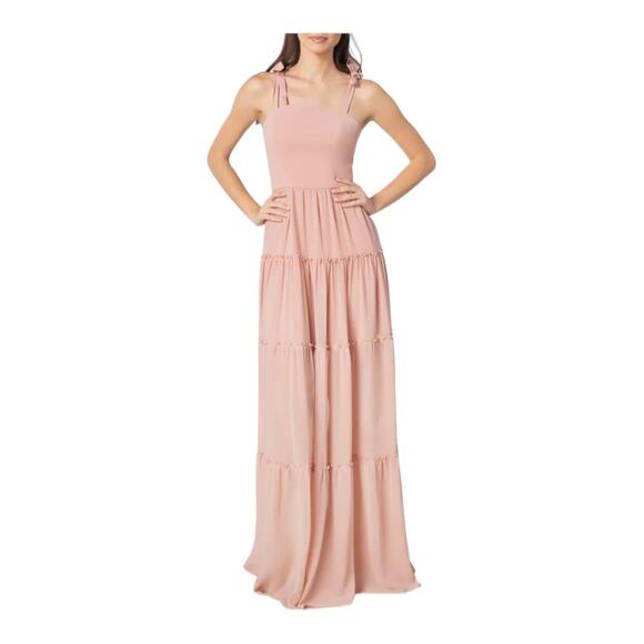 Dress the Population Dresses & Skirts - Dress the Population dress Adonia tiered tie straps maxi pink XXS